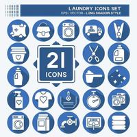 Icon Set Laundry. related to Laundry symbol. long shadow style. simple design editable. simple illustration, good for prints vector