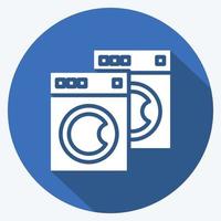 Icon Washing Machines. related to Laundry symbol. long shadow style. simple design editable. simple illustration, good for prints vector