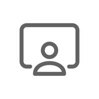 Icon of people presenting in front of the screen. minimal line icons, perfect for web design or business applications. Simple vector illustration.