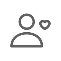 User icon with love symbol. perfect for web design or user interface applications. Simple vector illustration.