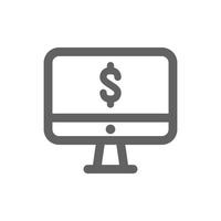 Monitor icon with money symbol. minimal line icons, perfect for web design or business applications. Simple vector illustration.