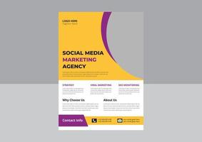 folleto de marketing en redes sociales. diseño de plantilla de marketing en redes sociales. portada, afiche, folleto, tamaño a4, diseño de volante. vector