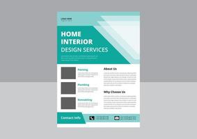 folleto de diseño de interiores. diseño de volante de bienes raíces, plantilla de diseño de interiores para el hogar. portada, afiche, tamaño a4, diseño de volante. vector