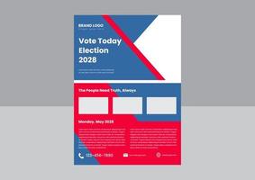 plantilla de diseño de cartel de volante de votación. vote por una mejor plantilla de diseño de folleto de afiches en el futuro. Ilustración de vector de diseño de volante de evento de votación.