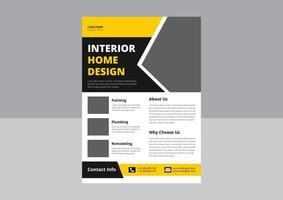 folleto de diseño de interiores. diseño de volante de bienes raíces, plantilla de diseño de interiores para el hogar. portada, afiche, tamaño a4, diseño de volante. vector