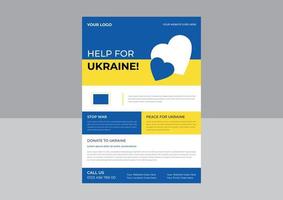 Save Ukraine support flyer poster template for flyer, Stop War in Ukraine. Ukraine War Poster. Vector Illustration