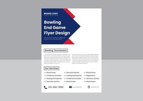 bowling tournament flyer poster design template. bowling sports event flyer poster design. bowling night flyer design. vector