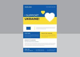 Save Ukraine support flyer poster template for flyer, Stop War in Ukraine. Ukraine War Poster. Vector Illustration