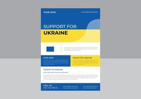 Save Ukraine support flyer poster template for flyer, Stop War in Ukraine. Ukraine War Poster. Vector Illustration