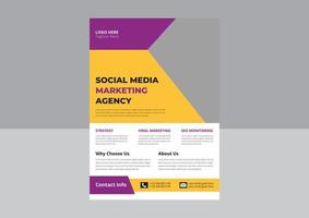 Social Media Marketing Flyer. Social Media Marketing Template Design. Cover, Poster, Leaflet, A4 size, Flyer Design. vector