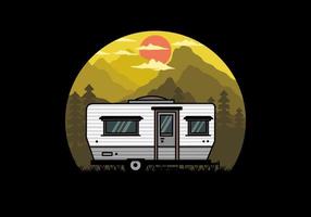 Teardrop van camper illustration badge design vector