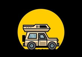 Off road vehicle car camping illustration badge design vector