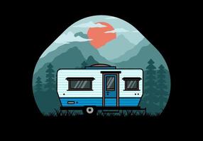 Teardrop van camper illustration badge design vector