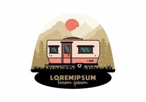 diseño de insignia de ilustración de camper furgoneta en forma de lágrima vector