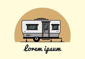 Teardrop van camper illustration badge design vector