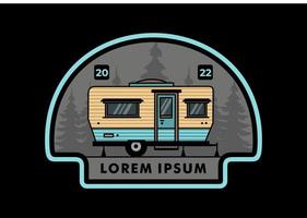 diseño de insignia de ilustración de camper furgoneta en forma de lágrima vector