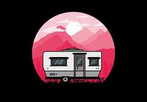 Teardrop van camper illustration badge design vector