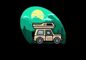 diseño de placa de ilustración de camping de coche de vehículo todoterreno vector