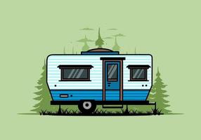 diseño de insignia de ilustración de camper furgoneta en forma de lágrima vector