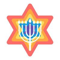 Happy Hunukkah menorah and David star icon vector illustration