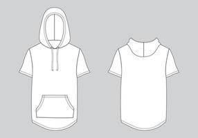 Hoodie technical fashion flat sketch Vector illustration template front and back views.