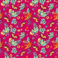 Fondo de patrón de ilustración de vector transparente floral. diseño para uso en todo el papel de envoltura de impresión de tela textil y otros. diseño de impresión repetible de flor de primavera vintage listo para imprimir gráfico