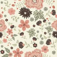 Fondo de patrón de ilustración de vector transparente floral. diseño para uso en todo el papel de envoltura de impresión de tela textil y otros. diseño de impresión repetible de flor de primavera vintage listo para imprimir gráfico