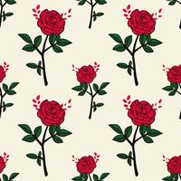 Red rose Floral Seamless vector illustration pattern background. Design for use All over textile fabric print wrapping paper backdrop and others.