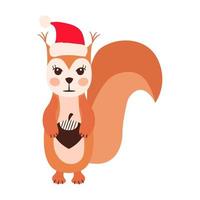 Squirrel emoji santa hat set vector