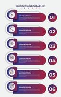 tercio inferior o plantilla infográfica en degradado rojo azul y diseño de numeración vector