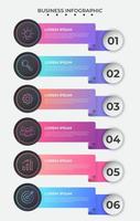 Infographic template with waving gradient ribbon and business icon design vector