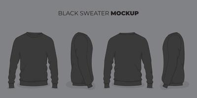 conjunto de maquetas de suéter en diseño de concepto negro para diseño de presentación de producto de suéter vector