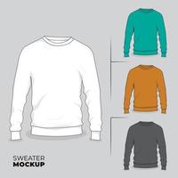 Sweater mockup design in white green yellow and black with front view design vector