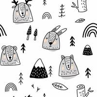 Scandinavian style pattern with animals vector