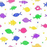 Hand-drawn fish pattern vector