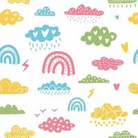 Rainbow and Cloud pattern vector