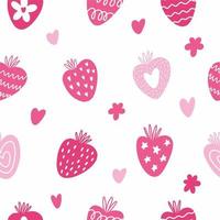 A pattern with strawberries drawn by hand vector