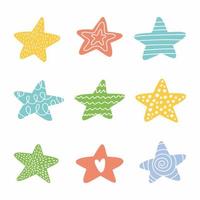 una colección de estrellas dibujadas a mano vector