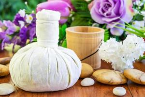 Thai Spa massage  with herbal compress ball photo