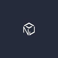 NJ initial hexagon logo design vector
