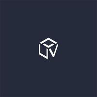 UV initial hexagon logo design vector