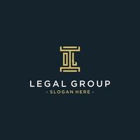 OL initial logo monogram design for legal, lawyer, attorney and law firm vector