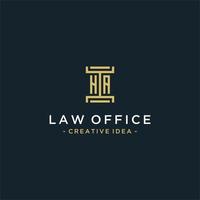 HA initial logo monogram design for legal, lawyer, attorney and law firm vector