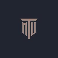 MU initial logo monogram with pillar icon design vector