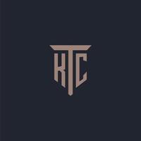 KC initial logo monogram with pillar icon design vector