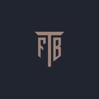 monograma del logotipo inicial de fb con diseño de icono de pilar vector