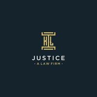 KL initial logo monogram design for legal, lawyer, attorney and law firm vector