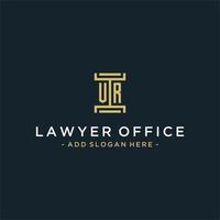 VR initial logo monogram design for legal, lawyer, attorney and law firm vector