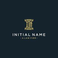 IN initial logo monogram design for legal, lawyer, attorney and law firm vector