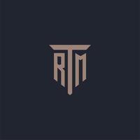 RM initial logo monogram with pillar icon design vector